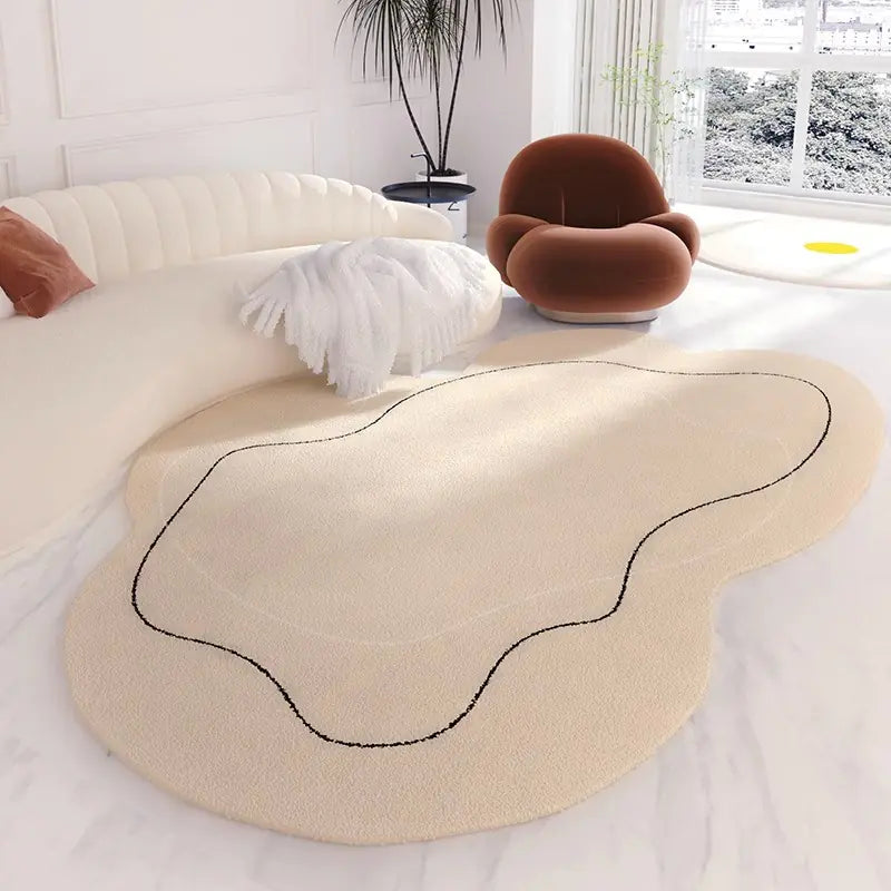 Minimalist Japanese Cream Cloud-Shaped Area Rug