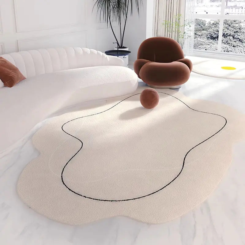 Minimalist Japanese Cream Cloud-Shaped Area Rug