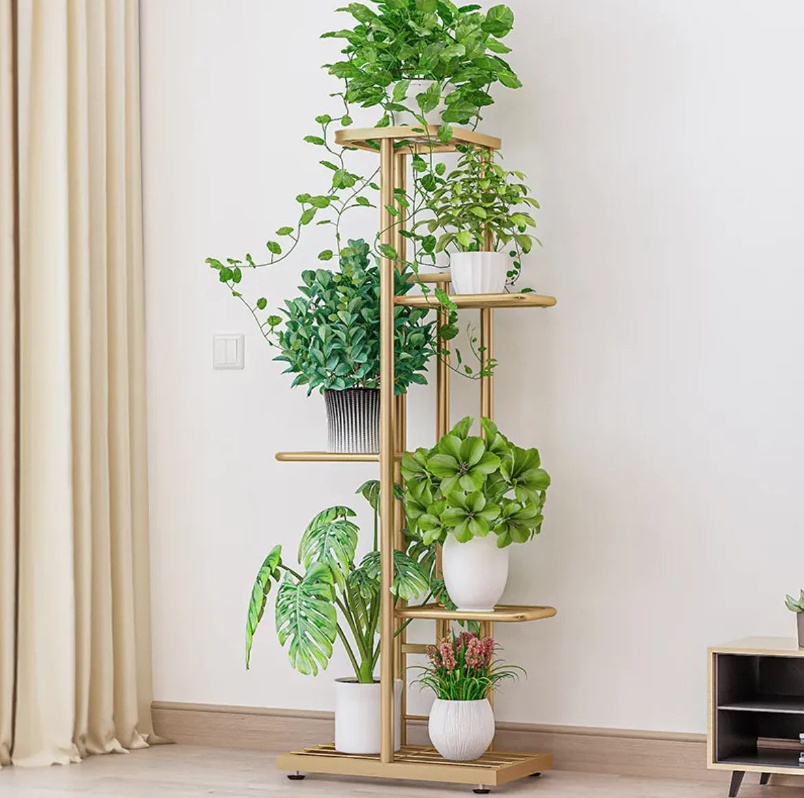 Multi-Layer Flower Pot Stand – Green Radish Storage Balcony Rack
