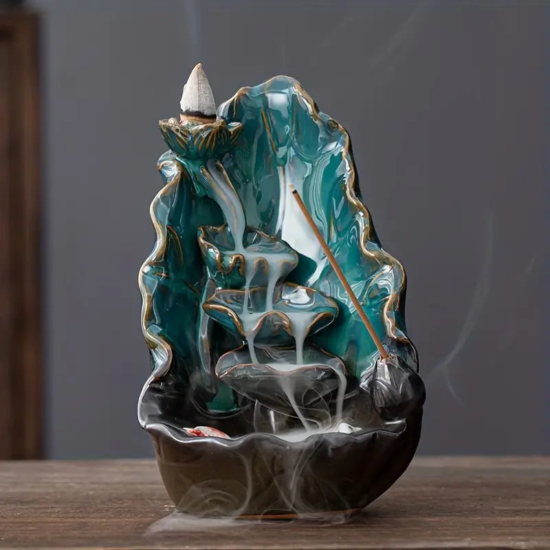 Lotus Flower Ceramic Incense Burner Home Decoration
