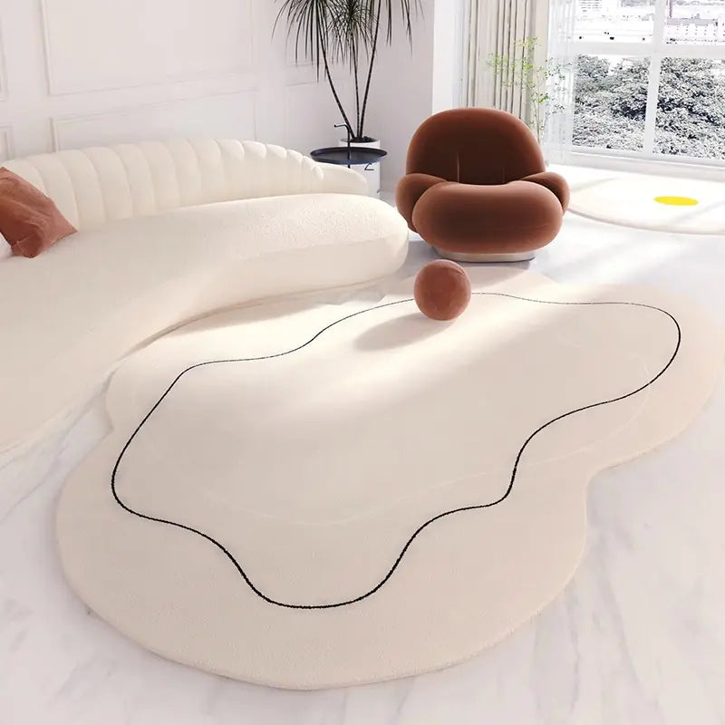 Minimalist Japanese Cream Cloud-Shaped Area Rug