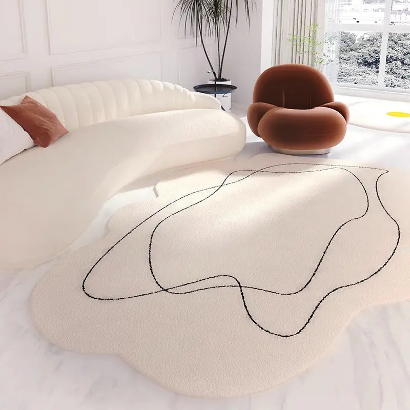 Minimalist Japanese Cream Cloud-Shaped Area Rug