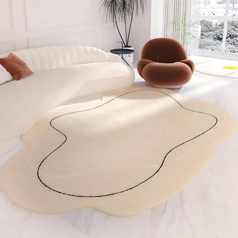 Minimalist Japanese Cream Cloud-Shaped Area Rug