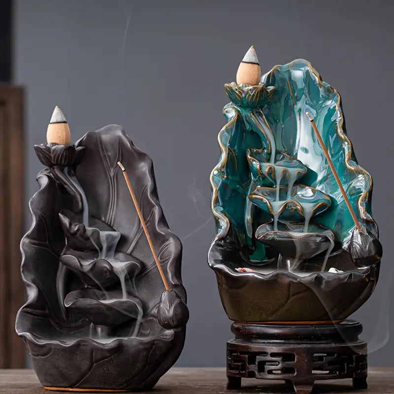 Lotus Flower Ceramic Incense Burner Home Decoration