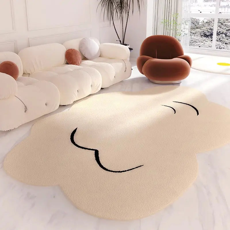 Minimalist Japanese Cream Cloud-Shaped Area Rug