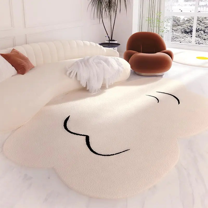Minimalist Japanese Cream Cloud-Shaped Area Rug